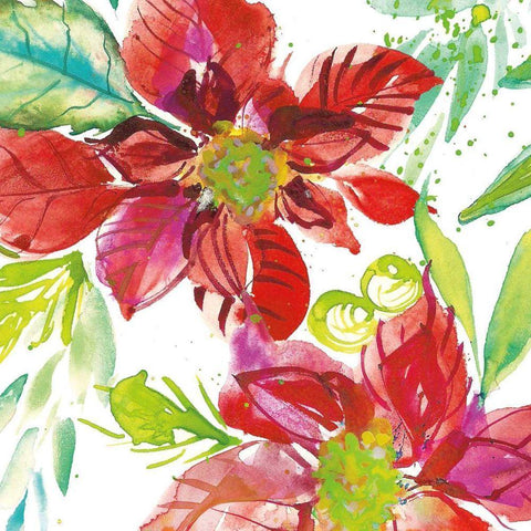 Poinsettia Pretty I Black Modern Wood Framed Art Print with Double Matting by Rice, Kristy