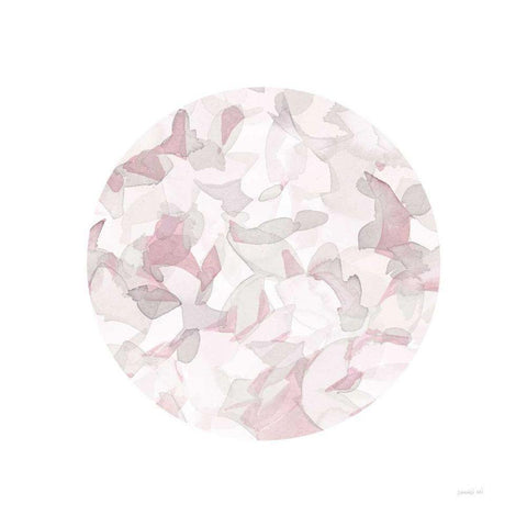 Leafy Abstract Circle I Blush Gray Gold Ornate Wood Framed Art Print with Double Matting by Nai, Danhui
