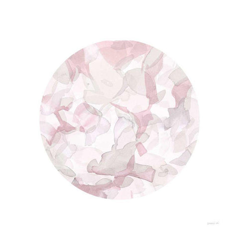 Leafy Abstract Circle II Blush Gray Black Ornate Wood Framed Art Print with Double Matting by Nai, Danhui