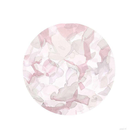 Leafy Abstract Circle II Blush Gray Black Modern Wood Framed Art Print with Double Matting by Nai, Danhui