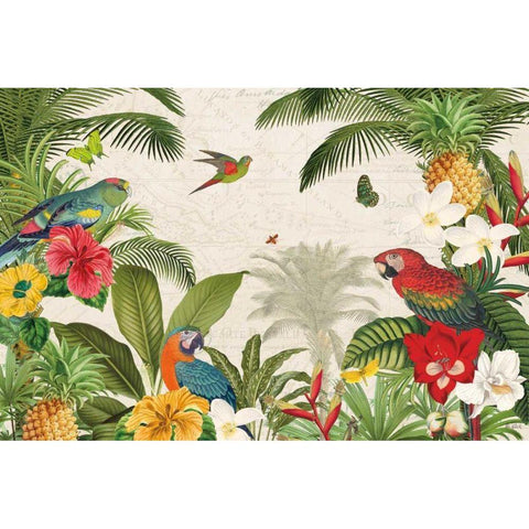 Parrot Paradise I White Modern Wood Framed Art Print by Pertiet, Katie