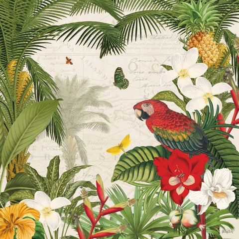 Parrot Paradise III Gold Ornate Wood Framed Art Print with Double Matting by Pertiet, Katie