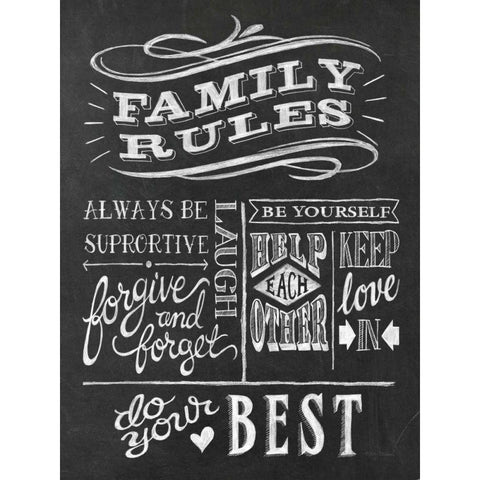 Family Rules I v2 Gold Ornate Wood Framed Art Print with Double Matting by Urban, Mary