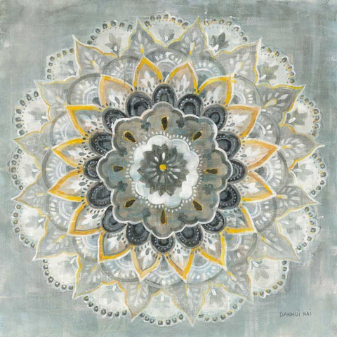 Sunburst Black Ornate Wood Framed Art Print with Double Matting by Nai, Danhui