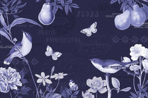 Botanical Blue IV Black Ornate Wood Framed Art Print with Double Matting by Pertiet, Katie