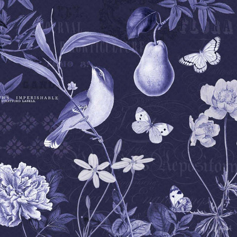 Botanical Blue V White Modern Wood Framed Art Print by Pertiet, Katie