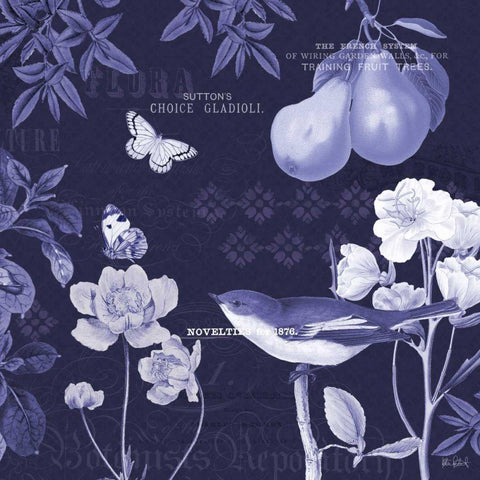 Botanical Blue VI Gold Ornate Wood Framed Art Print with Double Matting by Pertiet, Katie