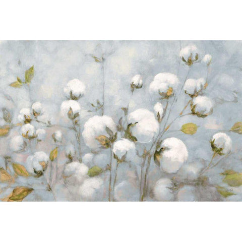 Cotton Field Blue Gray White Modern Wood Framed Art Print by Purinton, Julia