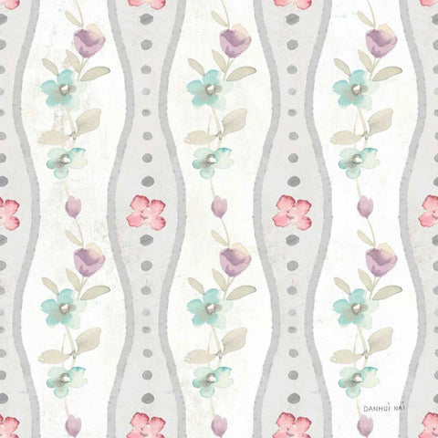 June Blooms Pattern V White Modern Wood Framed Art Print by Nai, Danhui