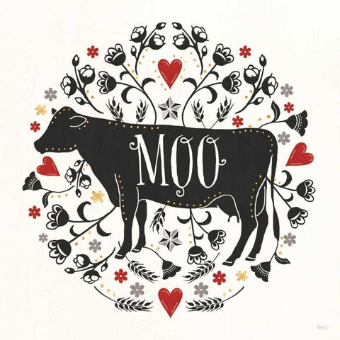 Otomi Farm VII Black Ornate Wood Framed Art Print with Double Matting by Charron, Veronique