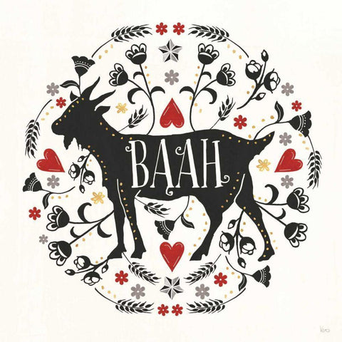 Otomi Farm IX Black Modern Wood Framed Art Print with Double Matting by Charron, Veronique