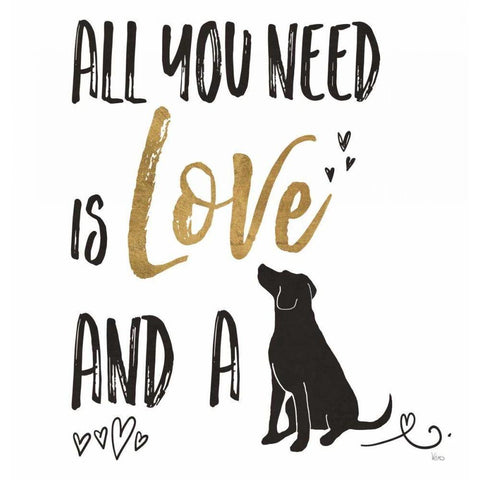 Pet Love II v2 Gold Ornate Wood Framed Art Print with Double Matting by Charron, Veronique