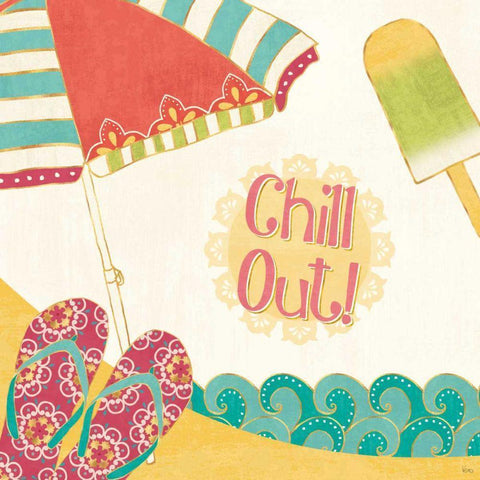 Fun in the Sun I Black Modern Wood Framed Art Print by Charron, Veronique