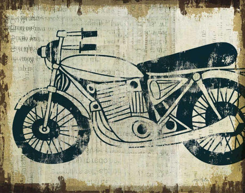 American Pop Moto White Modern Wood Framed Art Print with Double Matting by Mullan, Michael