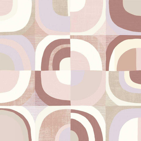 Circle Quartet Blush Black Modern Wood Framed Art Print with Double Matting by Wild Apple Portfolio