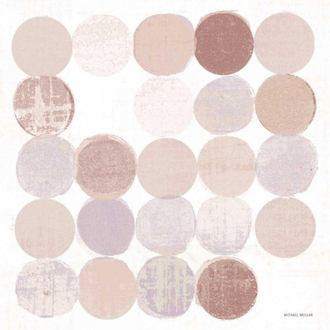 Dots II Square II Blush White Modern Wood Framed Art Print with Double Matting by Mullan, Michael
