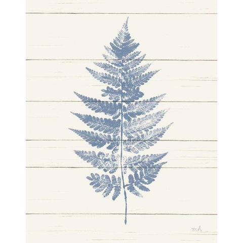 Fern Print I Blue Crop White Modern Wood Framed Art Print by Hershey, Moira