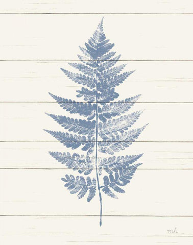 Fern Print I Blue Crop Black Ornate Wood Framed Art Print with Double Matting by Hershey, Moira
