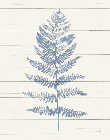 Fern Print II Blue Crop White Modern Wood Framed Art Print with Double Matting by Hershey, Moira