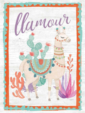 Lovely Llamas II Llamour White Modern Wood Framed Art Print with Double Matting by Urban, Mary
