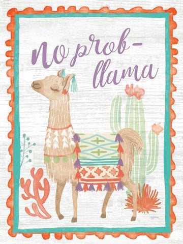 Lovely Llamas IV No Probllama White Modern Wood Framed Art Print with Double Matting by Urban, Mary