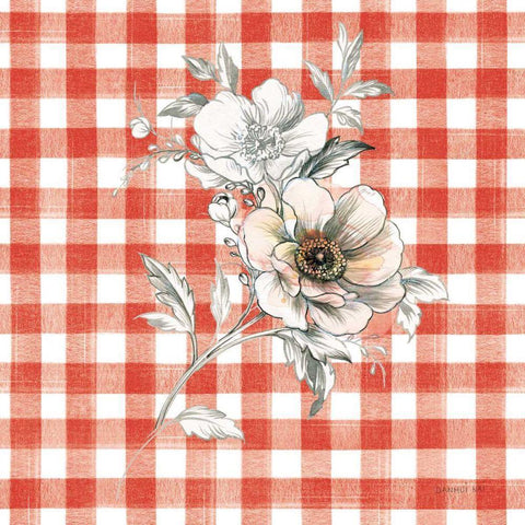 Sketchbook Garden VII Red Checker White Modern Wood Framed Art Print by Nai, Danhui