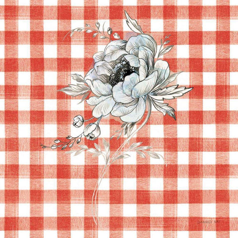 Sketchbook Garden VIII Red Checker White Modern Wood Framed Art Print by Nai, Danhui