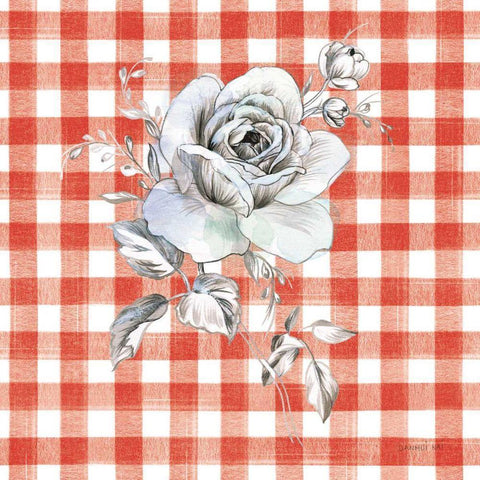 Sketchbook Garden IX Red Checker White Modern Wood Framed Art Print by Nai, Danhui