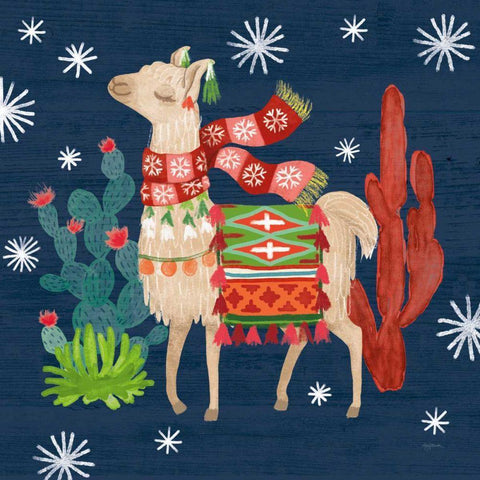 Lovely Llamas IV Christmas White Modern Wood Framed Art Print with Double Matting by Urban, Mary