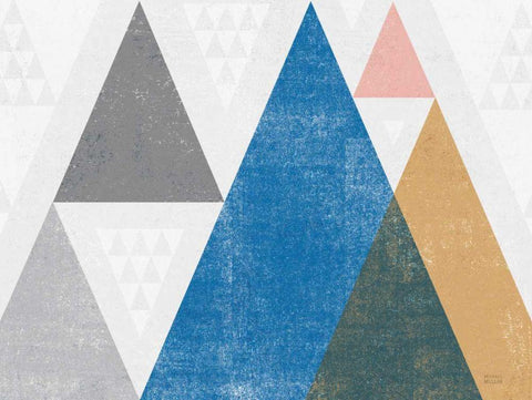 Mod Triangles I Gray Crop White Modern Wood Framed Art Print with Double Matting by Mullan, Michael