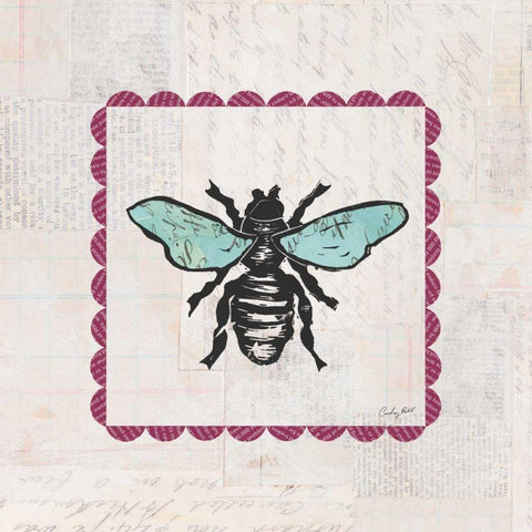 Bee Stamp Bright White Modern Wood Framed Art Print by Prahl, Courtney