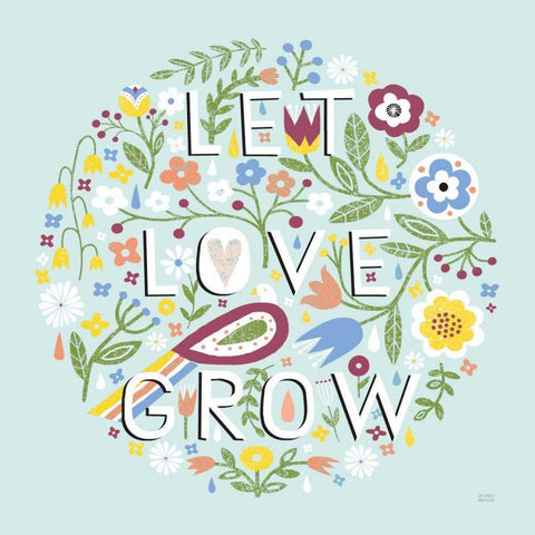 Let Love Grow v2 Black Ornate Wood Framed Art Print with Double Matting by Mullan, Michael