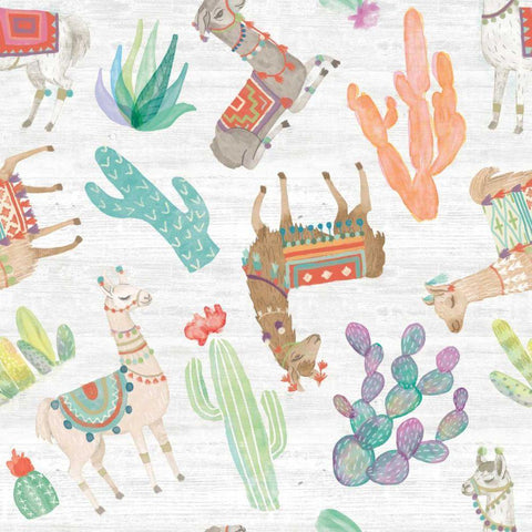 Lovely Llamas Pattern VIII Black Modern Wood Framed Art Print by Urban, Mary