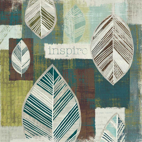 Be Leaves II Black Modern Wood Framed Art Print with Double Matting by Wild Apple Portfolio