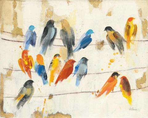 Town Meeting White Modern Wood Framed Art Print with Double Matting by Hristova, Albena