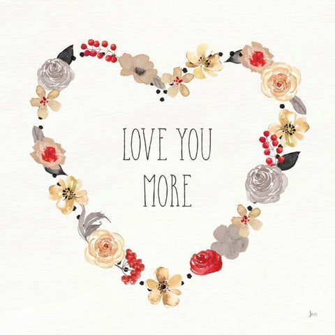 Love You More I Neutral Black Modern Wood Framed Art Print with Double Matting by Aiken, Jess