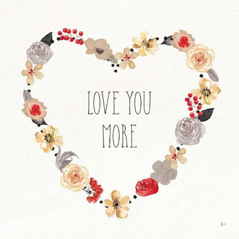 Love You More I Neutral Black Ornate Wood Framed Art Print with Double Matting by Aiken, Jess
