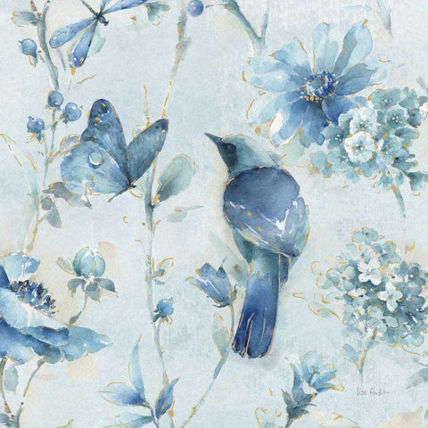 Indigold XII Light Blue White Modern Wood Framed Art Print with Double Matting by Audit, Lisa