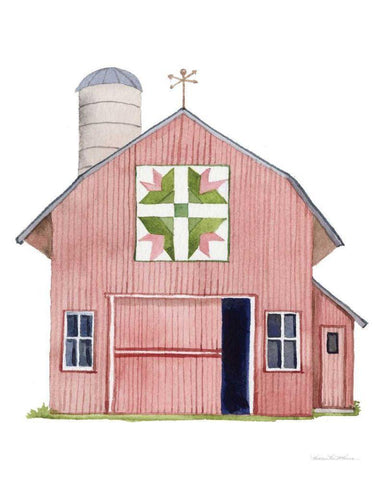 Life on the Farm Barn Element I White Modern Wood Framed Art Print with Double Matting by McKenna, Kathleen Parr