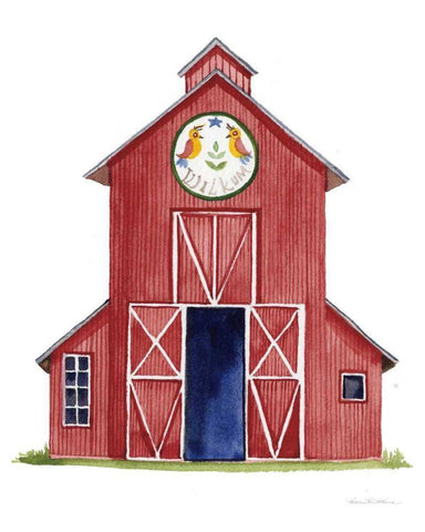 Life on the Farm Barn Element II Black Ornate Wood Framed Art Print with Double Matting by McKenna, Kathleen Parr
