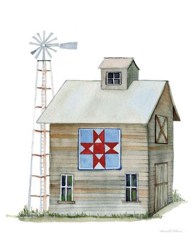 Life on the Farm Barn Element III Black Ornate Wood Framed Art Print with Double Matting by McKenna, Kathleen Parr