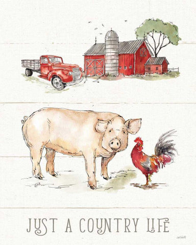 Country Life II White Modern Wood Framed Art Print with Double Matting by Tavoletti, Anne