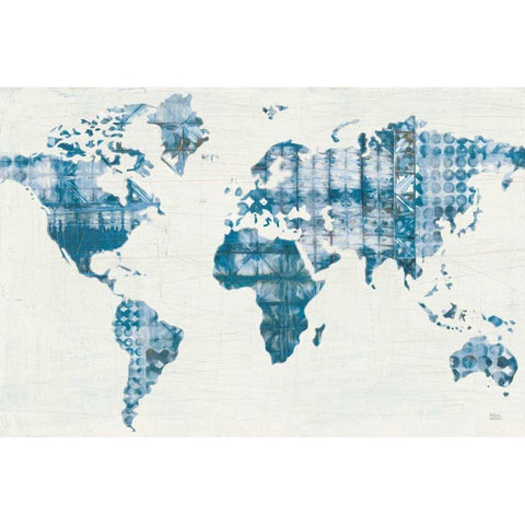 Kanari Map Indigo Black Modern Wood Framed Art Print with Double Matting by Averinos, Melissa