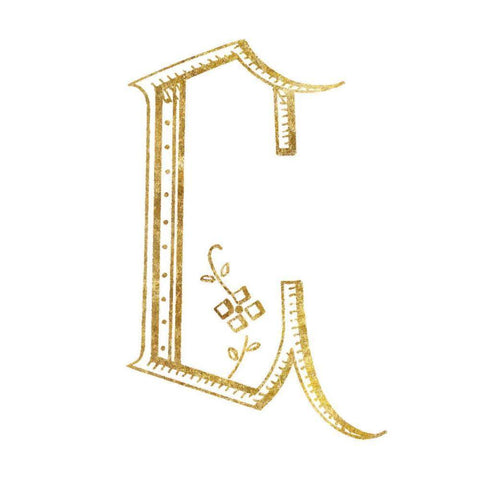 French Sewing Letter C White Modern Wood Framed Art Print with Double Matting by Wild Apple Portfolio