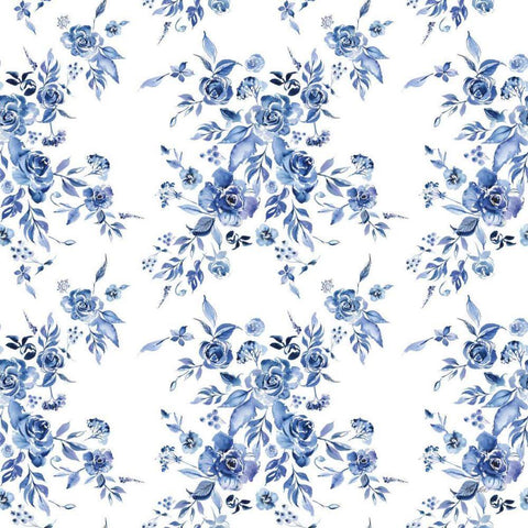 Delft Delight Pattern I White Modern Wood Framed Art Print with Double Matting by Rice, Kristy