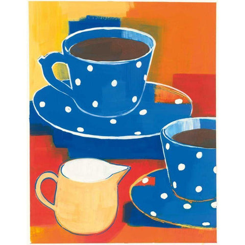 Two Blue Cups Black Modern Wood Framed Art Print with Double Matting by Lovell, Kathrine