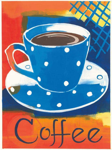 Blue Cup Coffee II Black Ornate Wood Framed Art Print with Double Matting by Lovell, Kathrine