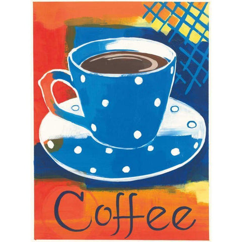 Blue Cup Coffee II White Modern Wood Framed Art Print by Lovell, Kathrine