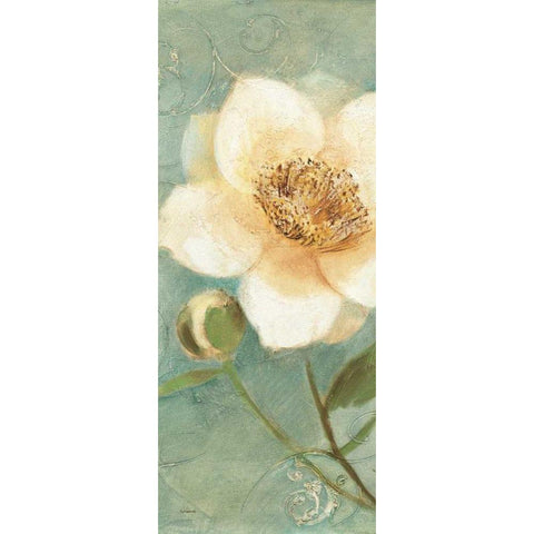 Pretty Peony Crop White Modern Wood Framed Art Print by Hristova, Albena