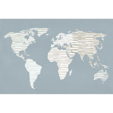 Calm World Map Gold Ornate Wood Framed Art Print with Double Matting by Hershey, Moira